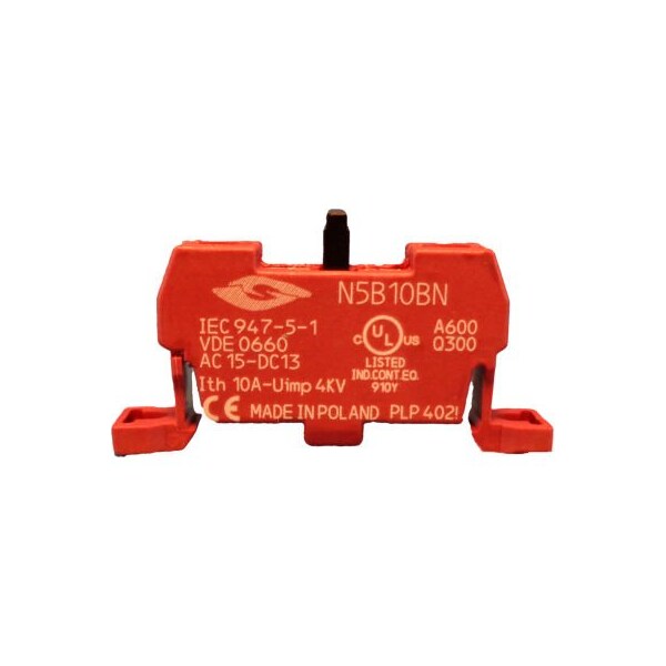 Springer Controls Co, Serie N5, Bloque de contacto de 22mm, 1NA, montaje en base, terminal de tornillo. - N5B10BN