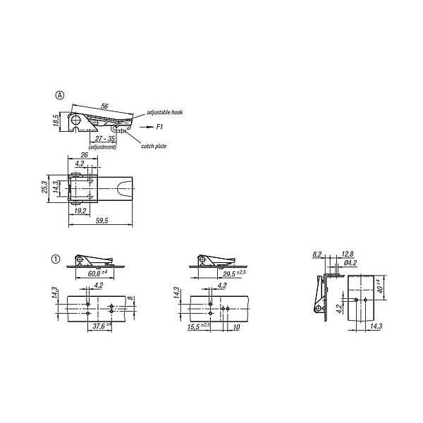 Kipp Adjustable Latches screw-on holes covered Style A - K0047.1420601