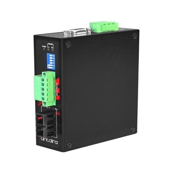 Antaira Industrial Compact RS-232/422/485 To Fiber Converter, Multi-Mode 2KM, SC Connector - STF-401C-CM02-T