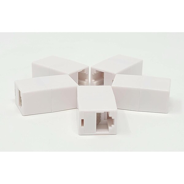 Micro Connectors Cat 5e 24 AWG Ethernet Coupler, White, 5PK - C20-110L5W-5