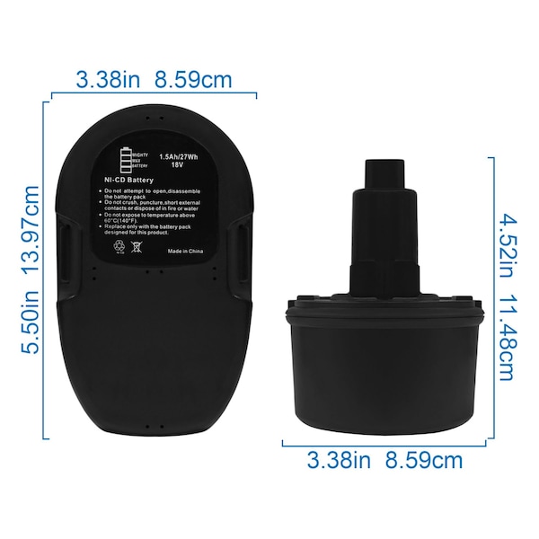 Mighty Max Battery 18V Ni-CD Replacement Battery for Dewalt DC998KB DCD690KL DCD760B - 2PK - MAX3441128