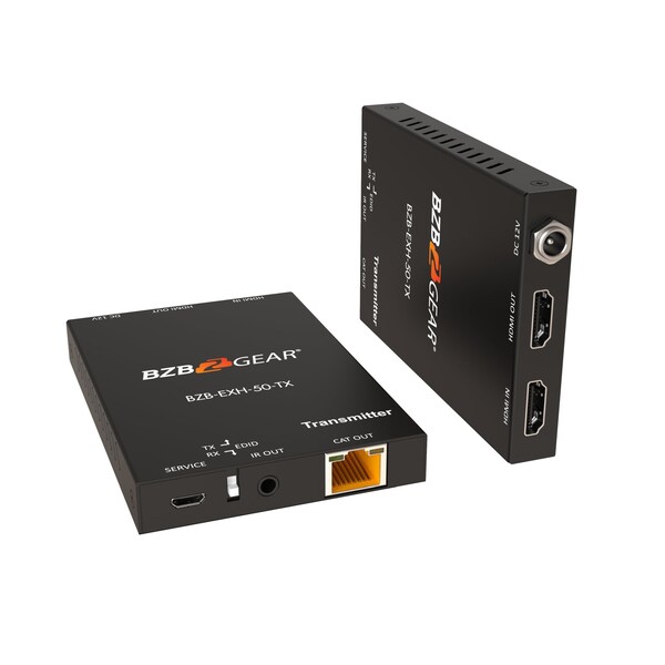 Bzbgear 4K/UHD HDR HDMI Extender Over Single Cat6/7 up to 165ft with IR and HDMI Loop Out - BZB-EXH-50