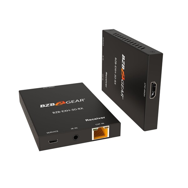 Bzbgear 4K/UHD HDR HDMI Extender Over Single Cat6/7 up to 165ft with IR and HDMI Loop Out - BZB-EXH-50