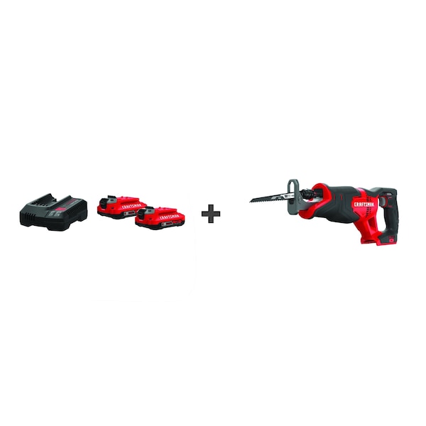 Craftsman Battery Starter Kit, Bonus Recip Saw, 20V - CMCB202-2CK, CMCS300B