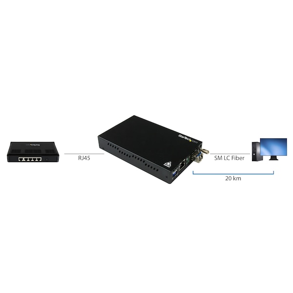 Startech.Com GbE Fiber Media Converter - 20km - Fiber-to-Copper - LC SM - ET91000SM20