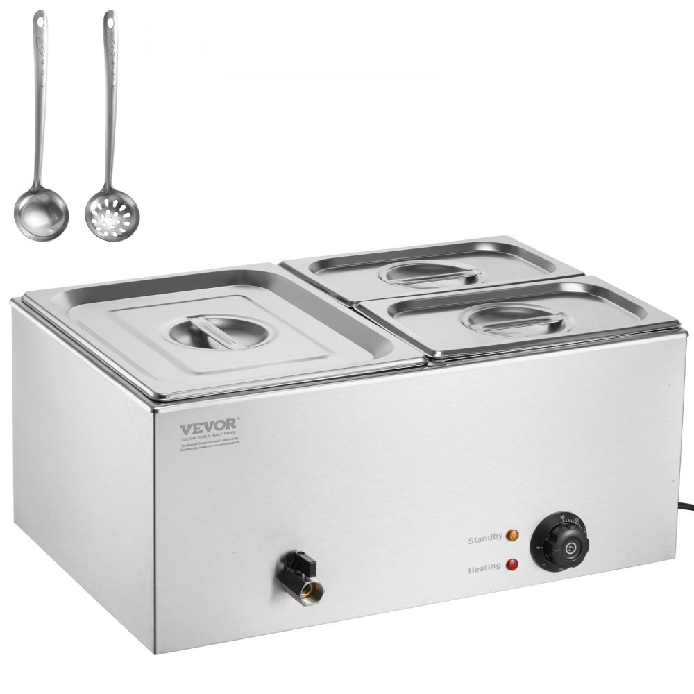 VEVOR Commercial Electric Food Warmer 3-Pan Countertop Buffet 17QT Bain Marie - SYSPBWQPTK11ZOOJ0V1
