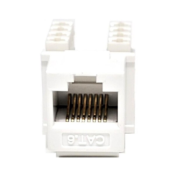 Hi-Tec Cat 6 24 AWG Punch Down RJ45 Keystone Jack Plug, White, 10PK - HI3600531