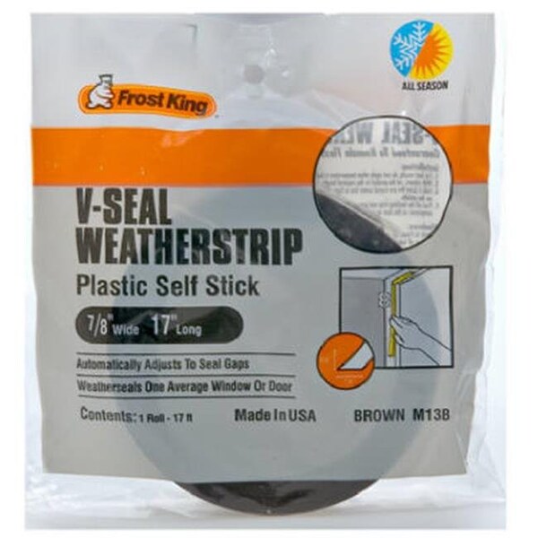 Thermwell Products Thermwell M13BH 0.88 in. x 17 ft. Brown V-Flex Weather-Strip - 329250