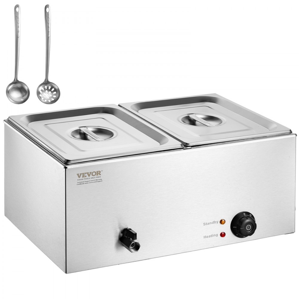VEVOR Commercial Electric Food Warmer 2-Pan Countertop Buffet 18QT Bain Marie - SYSPBWQPTK21AMZ4ZV1