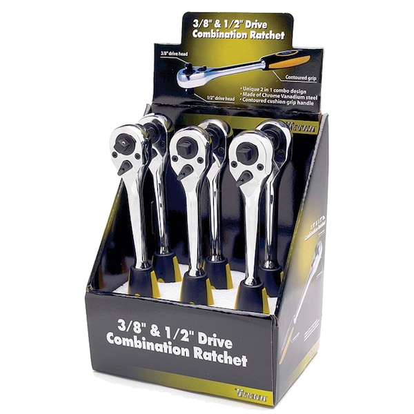 Combo Titan de 3/8" y 1/2" Dr. Tamaño Estándar de Trinquete 6 por Exhibidor - 11058-6