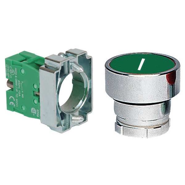 Botón pulsador no iluminado de Dayton, 22mm, 1NC, verde - 30G240