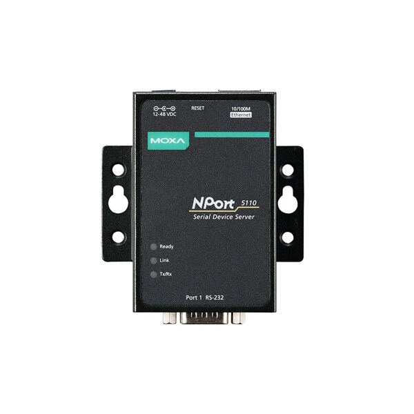 Moxa 1Prt DvcSrvr, 10/100M Eth, Rs-232, Db9Male, 12-48Vdc, NPrt 5110 w/O Adptr - NPORT 5110 W/O ADAPTER