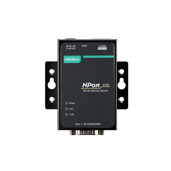 Moxa 1Port Device Server, 10/100M Ethernet, 3 In 1, Db9 Male, 12-48Vdc - NPORT 5150 W/O ADAPTER