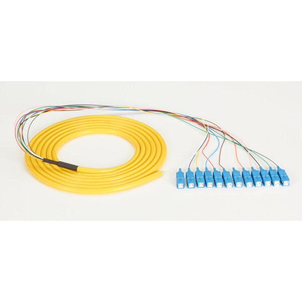 Black Box Fo Pigtail, 12 Strand, Sc Sm, Yellow, 3M - FOPT50S1-SC-12YL-3