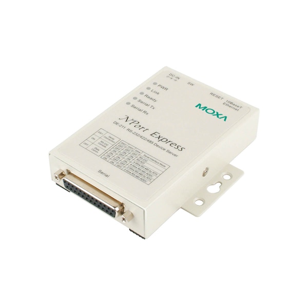 Moxa 1Port Device Server, 10M Ethernet, Rs-232/422/485, Db25 Female - DE-211