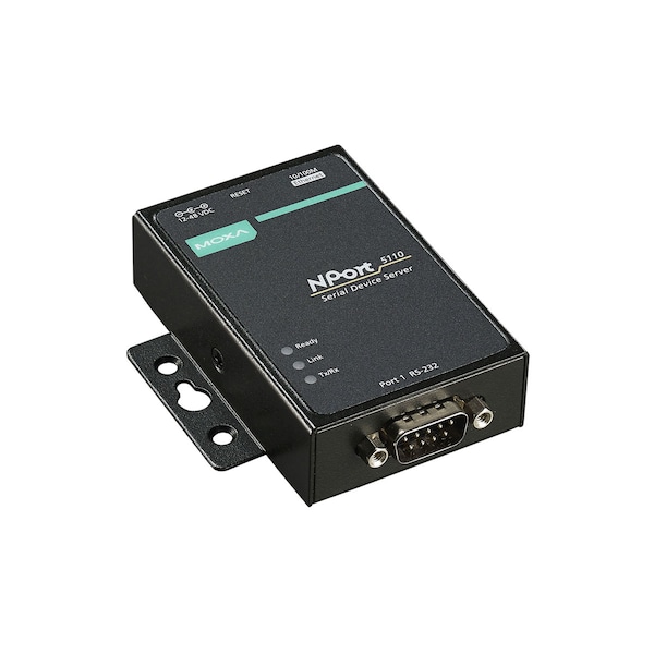 Moxa 1Port Device Server, 10/100M Eth., Rs-232, Db9 Male, 12-48Vdc, Nport 5110-T - NPORT 5110-T