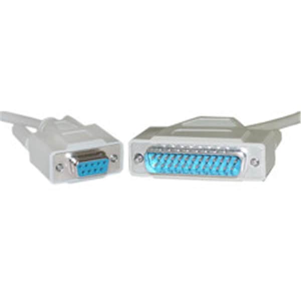 Cable Wholesale Serial Cable DB9 Female to DB25 Male UL rated 9 Conductor 1 foot - 10D1-02301