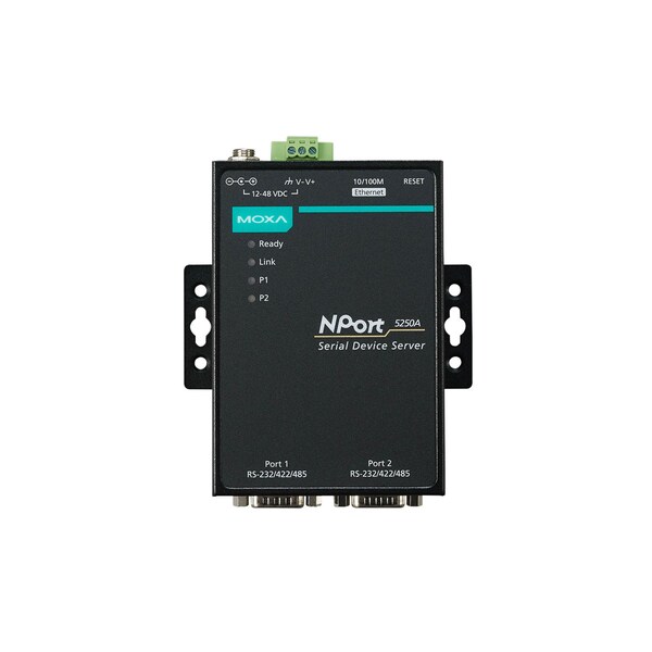 Moxa 2Port Device Server, 10/100M Eth., Rs-232/422/485, Db9 Male, Nport 5250A-T - NPORT 5250A-T