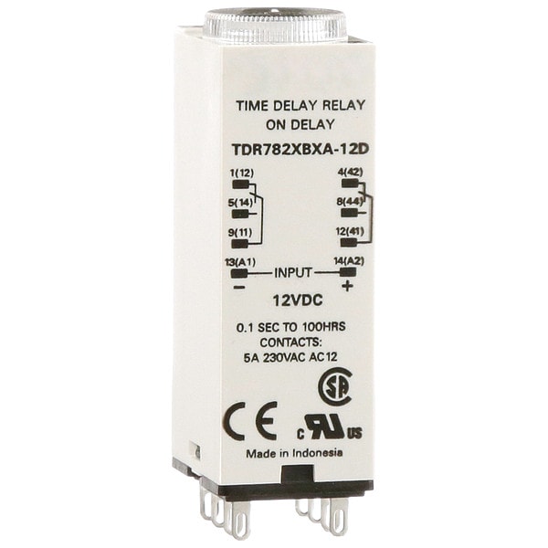 Relevador de retardo de tiempo Schneider Electric, 12VDC, 5A, DPDT, 0.1 seg. - TDR782XBXA-12D