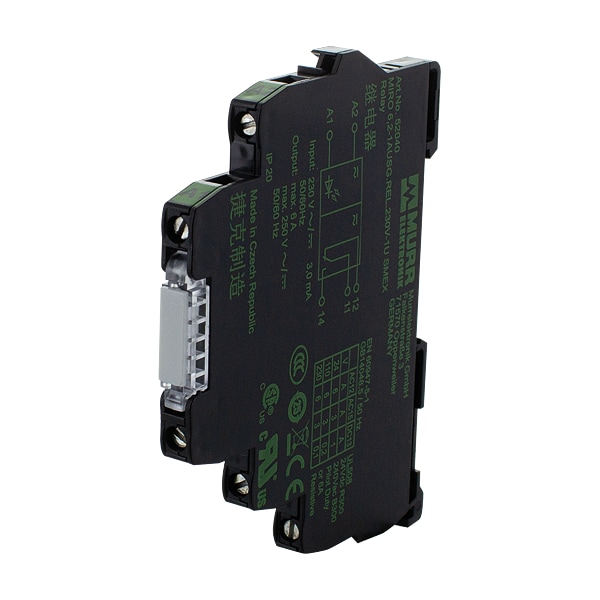 Murr Elektronik MIRO 6.2 230V-1U RELÉ DE SALIDA, ENTRADA: 230 VCA/VCC - SALIDA: 250 VCA/VCC / 6 A, 1 NA  - Terminal de tornillo de 6,2 mm - 52040