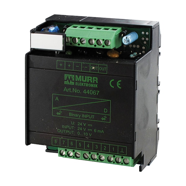 Convertidor D/A de 8 bits - Salida 0 ... 10V, ENTRADA: 8 bits - SALIDA: 0-10 VDC, carril de montaje / terminal de tornillo - 44067