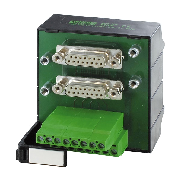 Murr Elektronik SV-2 X SUB D 25ST-KL PARA TRANSFERENCIA DE SEÑALES, 125 VCA/VCC / 2 A, riel de montaje / terminal de tornillo - 54164