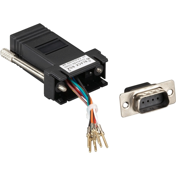 Black Box Db9 Colored Modular Adapter (Unassembled), Male To Rj-45, 8-Wire, Gray - FA4509M-GY