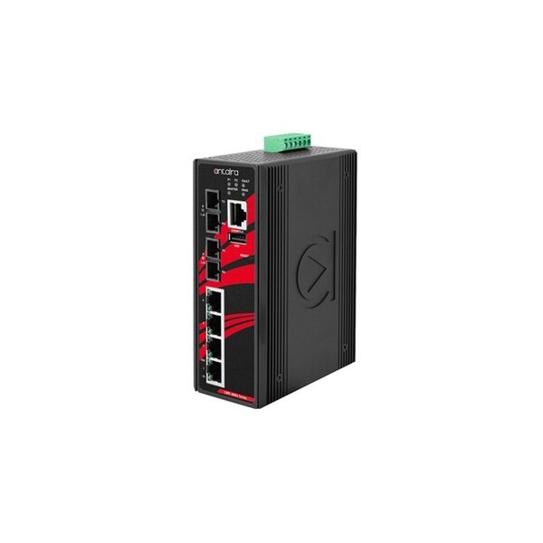 Antaira 6-Port Industrial Light Layer 3 Managed Ethernet Switch, with 4-10/100Tx and 2-100Fx Single-Mode 30K - LMX-0602-S3-V2