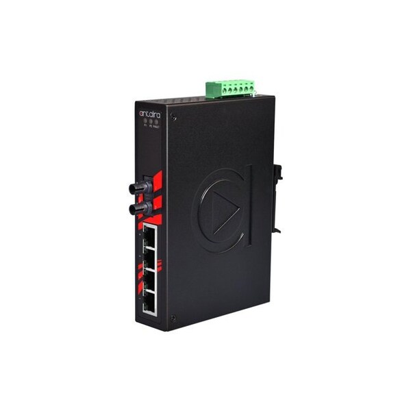 Antaira 5-Port Industrial Unmanaged Ethernet Switch, w/4-10/100Tx + 1-100Fx *Multi-mode 2Km - LNX-0501-ST-M