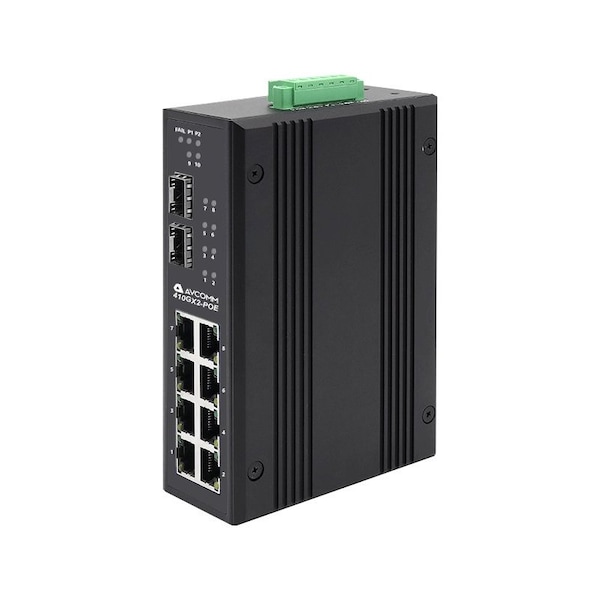 Avcomm 10-Port Industrial POE Unmanaged Ethernet Switch - 410GX2-POE-FC