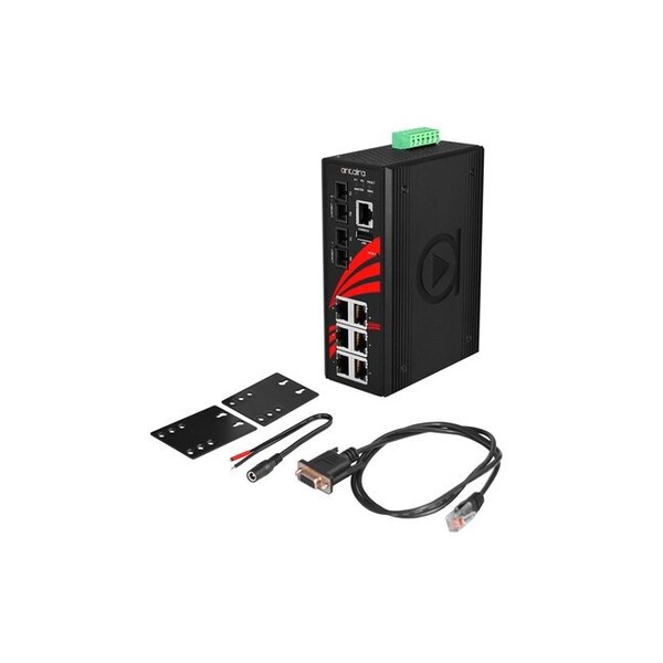 Antaira 8-Port Industrial Light Layer 3 Managed Ethernet Switch, w/6-10/100Tx Ports + 2-100Fx Multi-Mode SC - LMX-0802-M-T