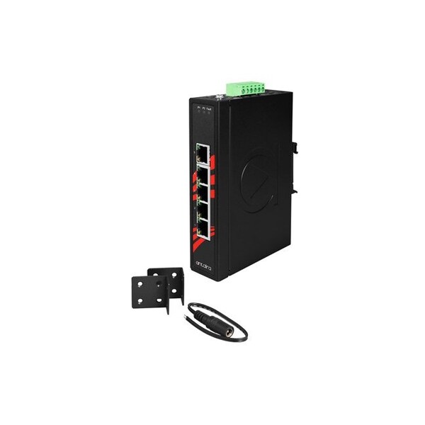 Antaira 5-Port 10/100TX Slim Industrial Ethernet Switch, Extended Operating Temperature - LNX-500A-T