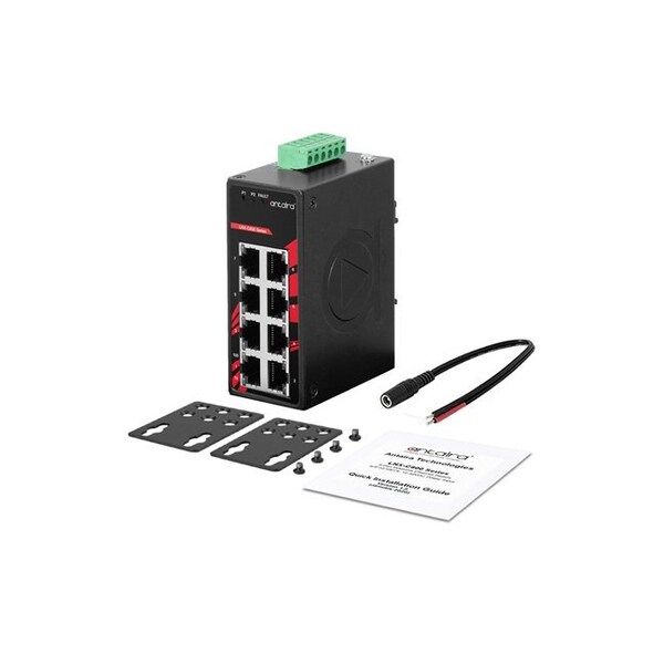 Antaira 8-Port Industrial Compact Unmanaged Ethernet Switch, w/8-10/100Tx - LNX-C800