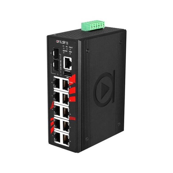 Antaira 12-Port Industrial Gigabit PoE+ Light Layer 3 Managed Ethernet Switch - LMP-1202G-SFP