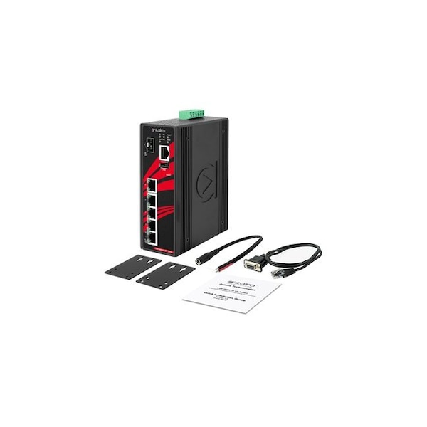 Antaira 6-Port Industrial Gigabit Light Layer 3 Managed Ethernet Switch - LMX-0601G-SFP-V2