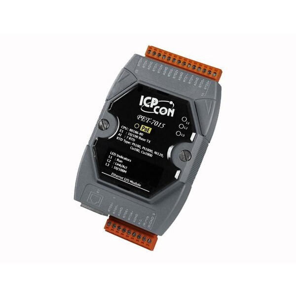 Icp Das 7-channel RTD Input Data Acquisition Module with 3-wire RTD lead resistance elimi - PET-7015