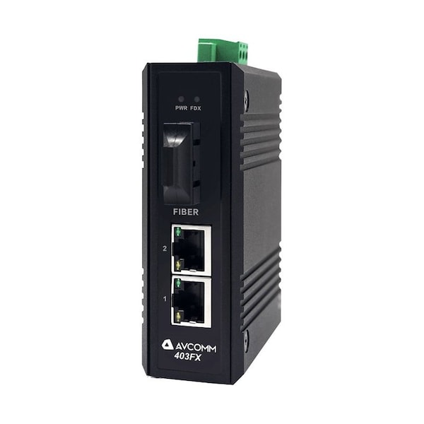 Avcomm 3-Port Industrial Unmanaged Ethernet Switch - 403FXE-SC-15-HV