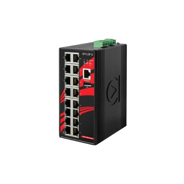 Antaira 16-Port Industrial Gigabit Light Layer 3 Managed Ethernet Switch - LMX-1600G