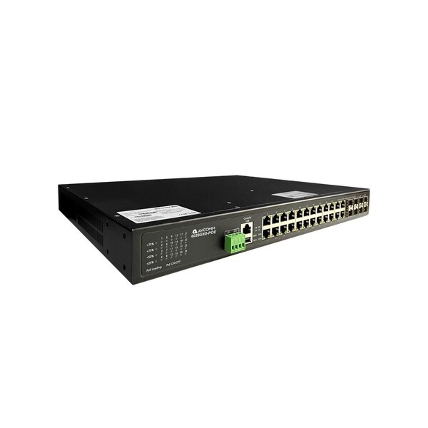 Avcomm 28-Port Fully Managed Industrial POE/POE+ Switch 24 POE/POE+ RJ45 10/100/1000BaseT(X) - 6028GX8-POE-AC-DC2