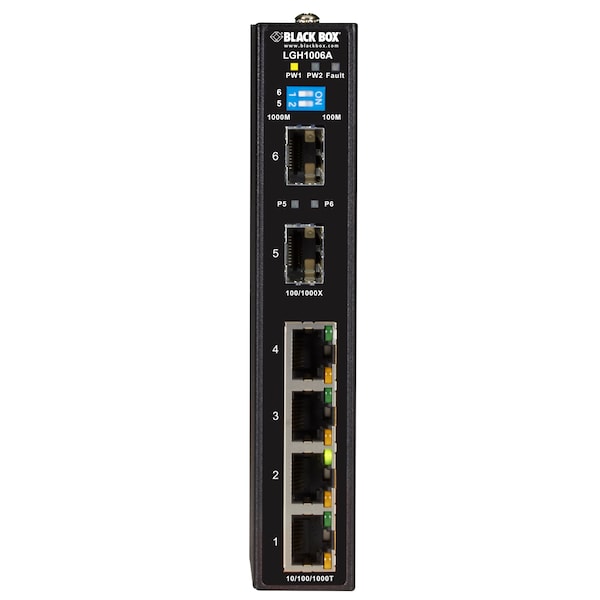 Black Box 6-Port Industrial Gigabit Ethernet Switch Extreme Temperature - LGH1006A
