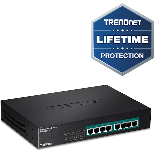Trendnet 8 Port Gig PoE GREENnet Swtch, TPETG81G - TPETG81G