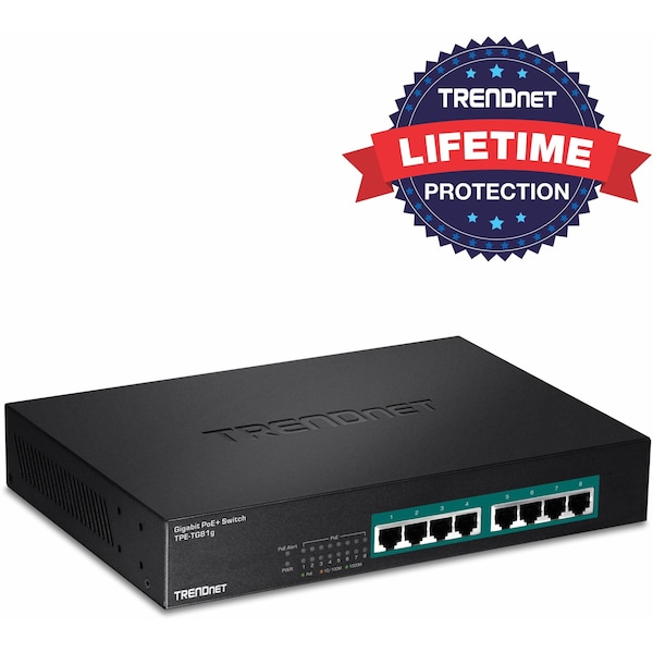 Trendnet 8 Port Gig PoE GREENnet Swtch, TPETG81G - TPETG81G
