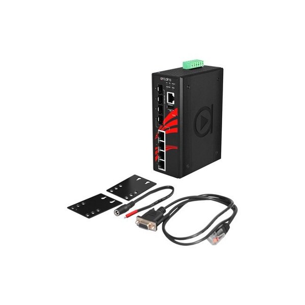 Antaira 8-Port Industrial Gigabit Light Layer 3 Managed Ethernet Switch - LMX-0804G-SFP