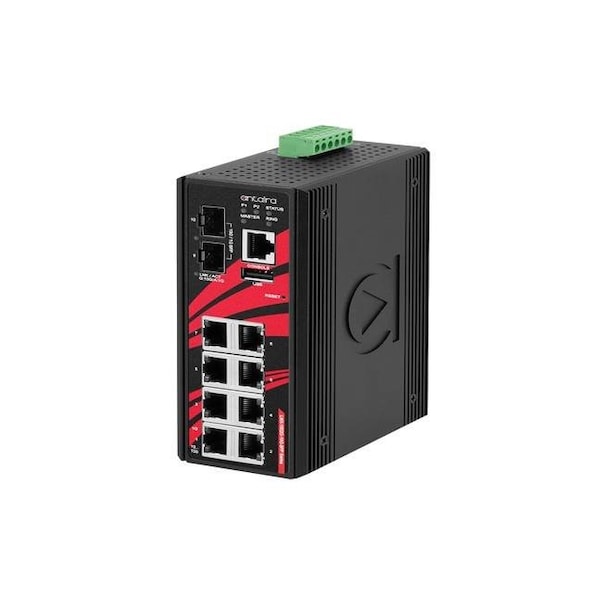 Antaira 10-Port Industrial Light Layer 3 Gigabit Managed Ethernet Switch - LMX-1002G-10G-SFP
