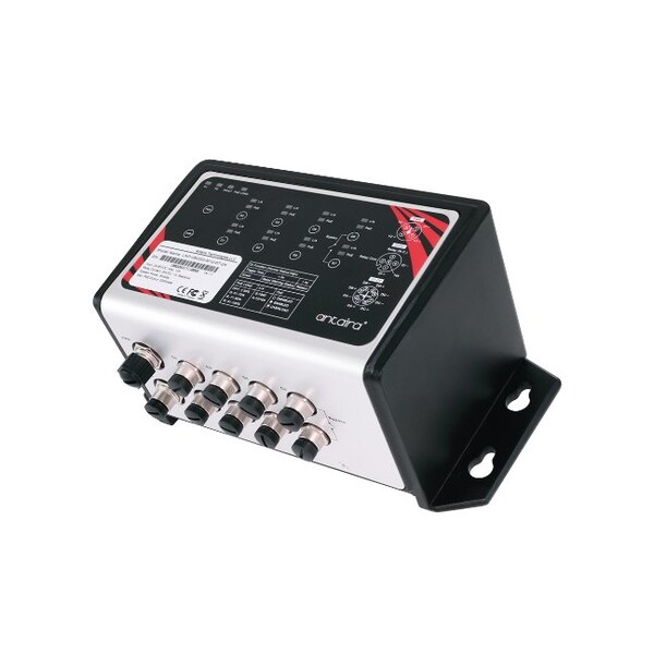 Antaira 8-Port Industrial M12 IP67 Waterproof Gigabit PoE+ Ethernet Switch - LNP-0800G-M12-67-24