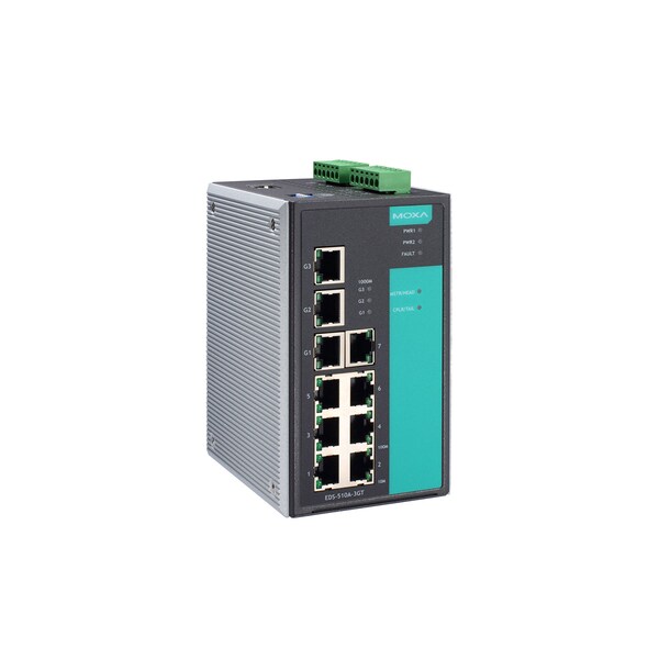 Moxa Mgd Gigabit Eth. Swtch W/ 7 10/100Baset(X)Ports, Eds-510A-3Gt - EDS-510A-3GT