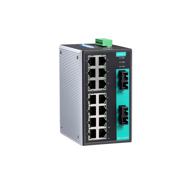 Moxa Indust. Unmgd Eth. Swtch W/ 15 10/100Baset(X)Ports, Eds-316-S-Sc - EDS-316-S-SC