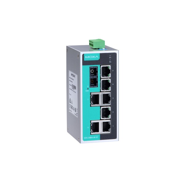 Moxa Unmgd Eth. Swtch W/ 7 10/100Baset(X)Ports, M1Eds208Assct - EDS-208A-S-SC-T