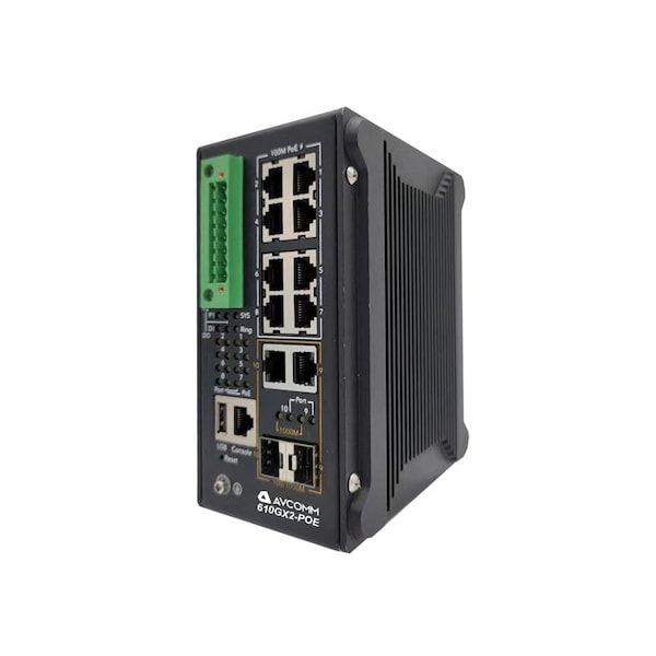 Avcomm 10-Port Fully Managed Industrial PoP Ethernet Switch - 610GX2-POE