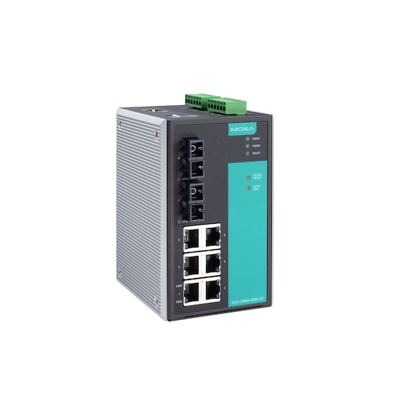 Moxa Managed Ethernet Switch W/ 6 10/100Baset(X)Ports, Eds-508A-Ss-Sc-80 - EDS-508A-SS-SC-80